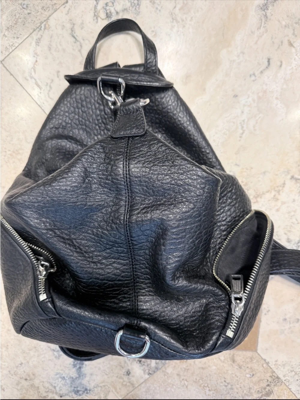 Rebecca Minkoff Black Pebbled Leather Backpack